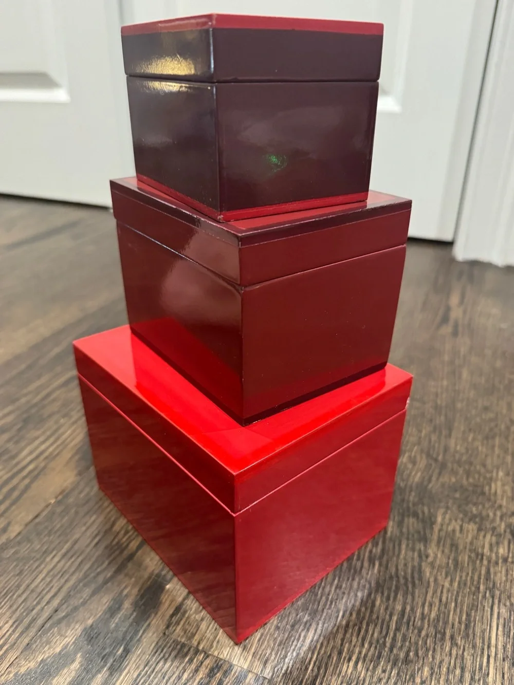 West Elm • Set of 3 Nesting Lacquer Boxes With Lids Jewelry Trinket Decor